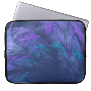 Elektronicatas Transparante Blauwe Petals Fractal Laptop Sleeve