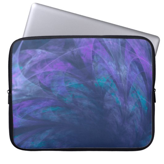 Elektronicatas Transparante Blauwe Petals Fractal Laptop Sleeve (Voorkant)
