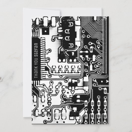 Elektronisch gedrukte schakeling van zwart-witprin bedankkaart (Voorkant)