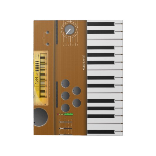 elektronisch keyboard cartoon notitieblok (Linkerzijde)