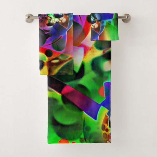 Elektronisch planetarium met groene tinten bad handdoek (Insitu)