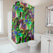 Elektronisch planetarium met groene tinten douchegordijn (In situ)