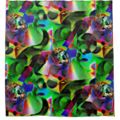 Elektronisch planetarium met groene tinten douchegordijn (Voorkant)