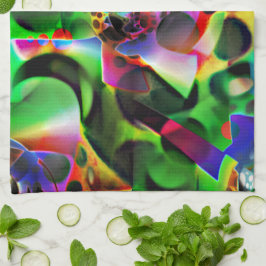 Elektronisch planetarium met groene tinten theedoek