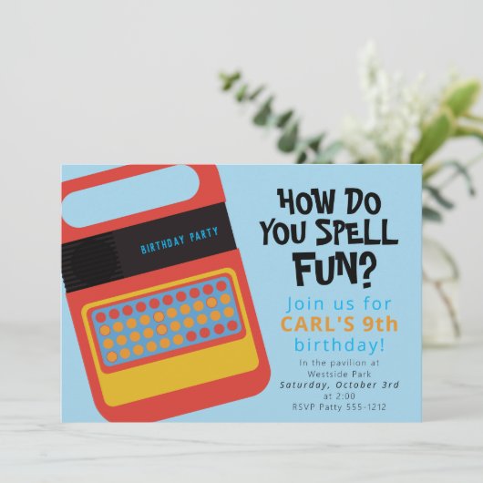 Elektronisch spreken en spelling speelgoed partij kaart (Staand voorkant)