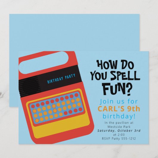 Elektronisch spreken en spelling speelgoed partij  kaart (Voorkant / Achterkant)