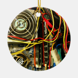 Elektronische aansluiting van computermainboard keramisch ornament