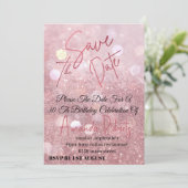 Elektronische bewaar de datum, Roze Gouden Glitter Kaart (Staand voorkant)