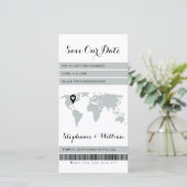 Elektronische Boarding Pass Bestemming Sage Groen Save The Date (Staand voorkant)