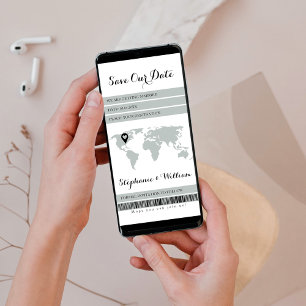 Elektronische Boarding Pass Bestemming Sage Groen Save The Date