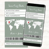 Elektronische Boarding Pass Bestemming Sage Groen Save The Date