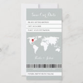 Elektronische Boarding Pass Bestemming Sage Groen Save The Date (Voorkant)