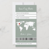 Elektronische Boarding Pass Bestemming Sage Groen Save The Date (Voorkant)
