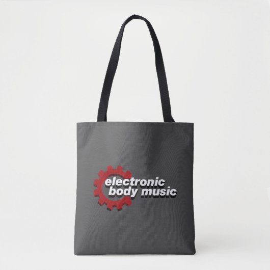 Elektronische Body Music EBM-belettering Tote Bag (Voorkant)
