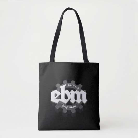 Elektronische Body Music EBM-belettering V3 grijs Tote Bag (Voorkant)