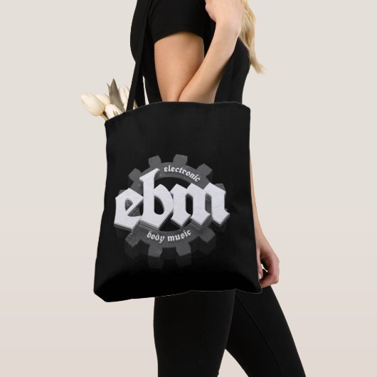 Elektronische Body Music EBM-belettering V3 grijs Tote Bag (Dichtbij)