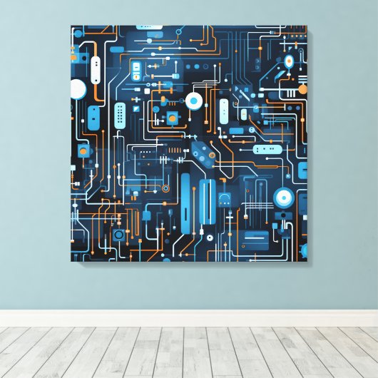 Elektronische Circuit Canvas Kunst (Insitu (Houten vloer))
