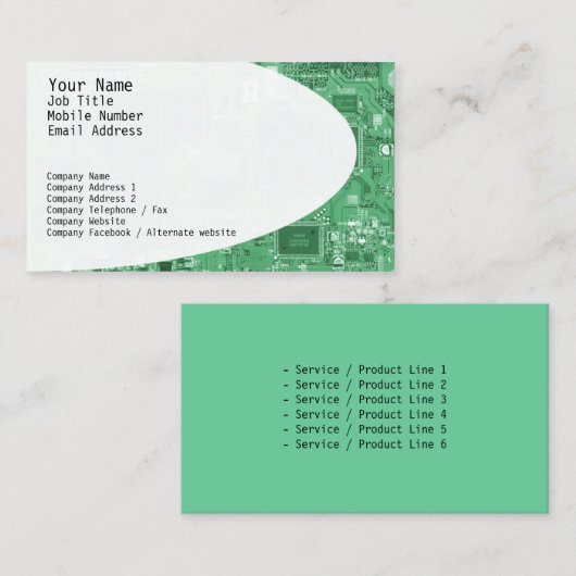 Elektronische Circuits Groen Visitekaartje (Voorkant / Achterkant)