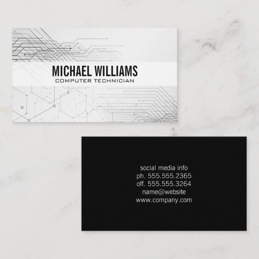 Elektronische componenten van de printplaat visitekaartje (Voorkant / Achterkant)