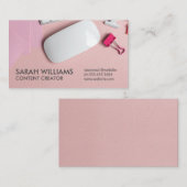 Elektronische Desktop Workspace Roze Achtergrond Visitekaartje (Voorkant / Achterkant)
