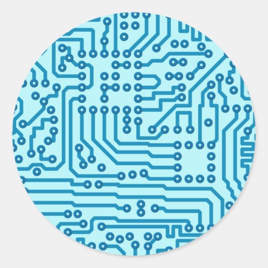 Elektronische digitale circuitkaart ronde sticker (Voorkant)