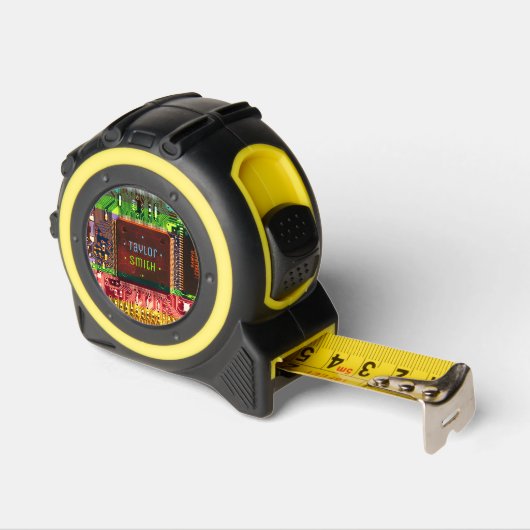 Elektronische Gedrukte Circuit Kleurrijke Geek Aan Rolmaat (Hoek)