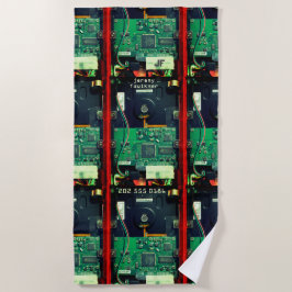 Elektronische kabel voor geek robotprintplaat strandlaken