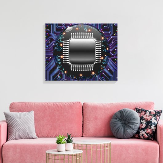 Elektronische Motherboard Circuit Canvas afdrukken (Insitu (Woonkamer))