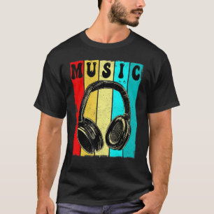 Elektronische Muziek DJ Retrohoofdtelefoon T-shirt