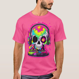 Elektronische muziek Dj Skull Edm Rave T-shirt