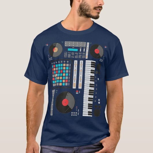 Elektronische Muziek Synthesizer Techno Muziek DJ T-shirt (Voorkant)