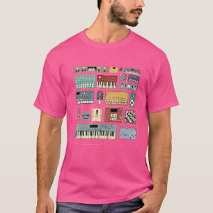 Elektronische muzikale synthesizers en trommelmach t-shirt