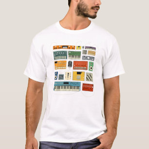 Elektronische muzikant met Synthesizer en Trommelm T-shirt