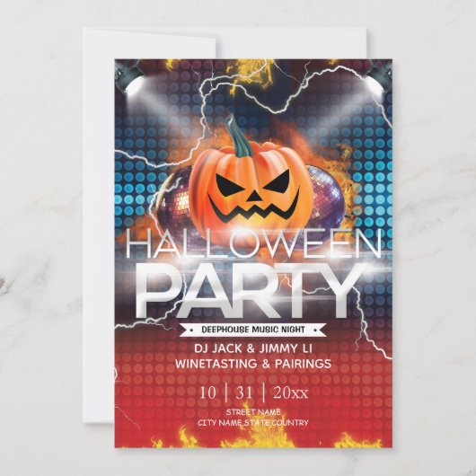 Elektronische Neon Effect Jack-O-Lantern Halloween Kaart (Voorkant)