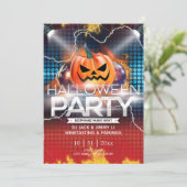 Elektronische Neon Effect Jack-O-Lantern Halloween Kaart (Staand voorkant)