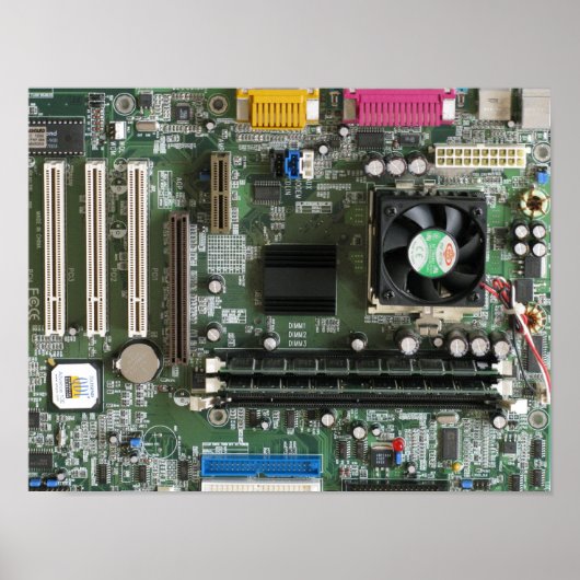 Elektronische onderdelen oud moederbord afdrukken poster (Voorkant)