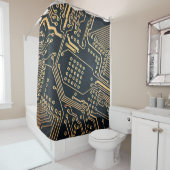 Elektronische onderdelen, sluiten van een computer douchegordijn (In situ)