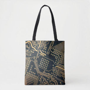 Elektronische onderdelen, sluiten van een computer tote bag