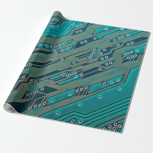 Elektronische printplaat close-up. achtergrond, bo cadeaupapier