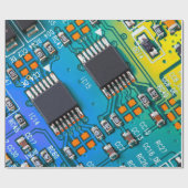 Elektronische printplaat dicht bij de achtergrond, cadeaupapier (Vlak)