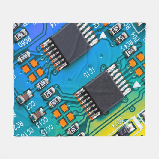 Elektronische printplaat dicht bij de achtergrond, fleece deken (Voorkant (Horizontaal))