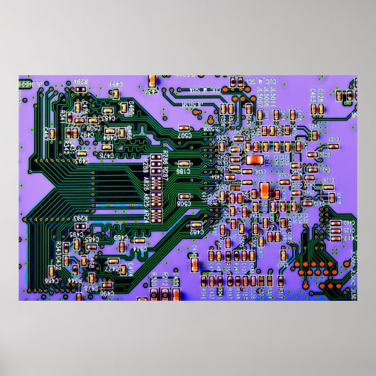 Elektronische printplaat dicht bij de achtergrond, poster (Voorkant)