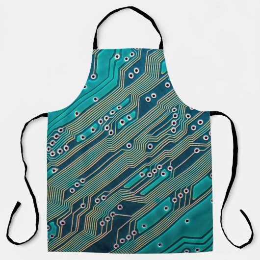 Elektronische printplaat dicht bij de achtergrond, schort (Voorkant)