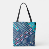 Elektronische printplaat dicht bij de achtergrond, tote bag (Achterkant)