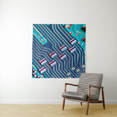 Elektronische printplaat dicht bij de achtergrond, wandkleed (In situ)