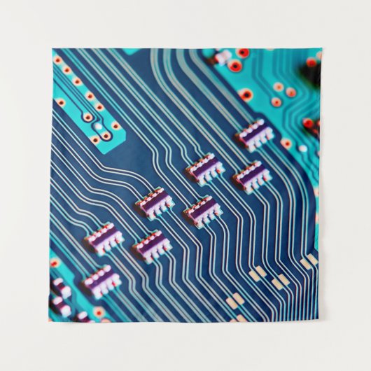 Elektronische printplaat dicht bij de achtergrond, wandkleed (Voorkant)