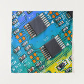 Elektronische printplaat dicht bij de achtergrond, wandkleed (Voorkant (horizontaal))