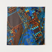 Elektronische printplaat dicht bij de achtergrond, wandkleed (Voorkant)