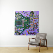 Elektronische printplaat dicht bij de achtergrond, wandkleed (In situ)