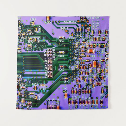 Elektronische printplaat dicht bij de achtergrond, wandkleed (Voorkant)